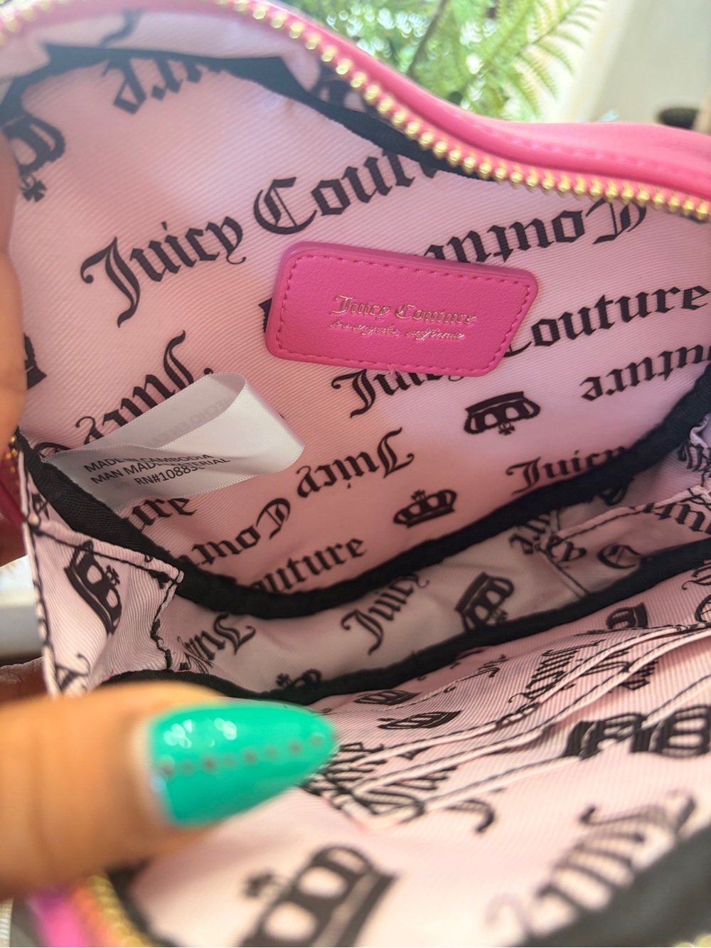 Juicy Couture Fuchsia Heart Quilted Rhinestone Mini Bag with Scarf-NWT - Picture 11 of 13